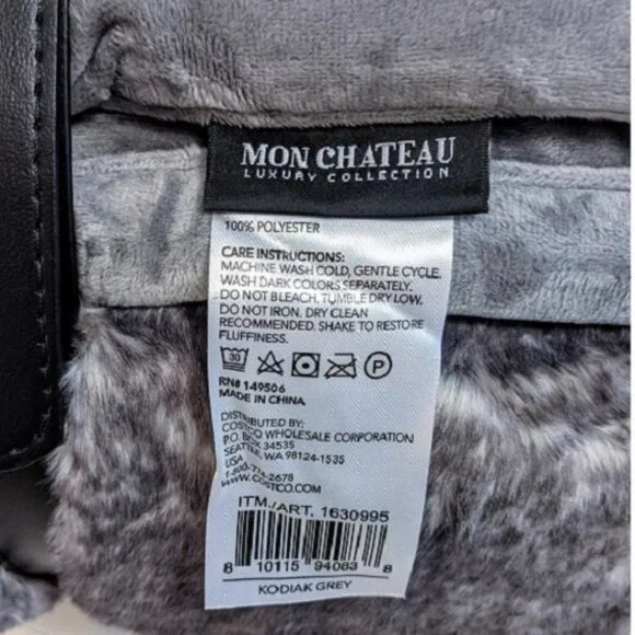 Mon Chateau Luxury Faux Fur Throw, Reversible Grey 60" x 70" + Carry sack - New - Picture 7 of 16